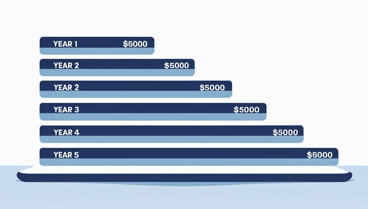 CD ladder diagram showing 5 rungs from Year 1 to Year 5 with $5,000 in each rung